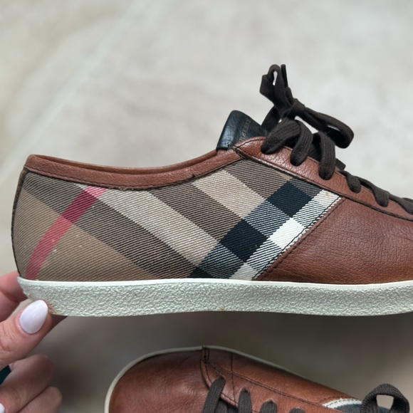 BURBERRY Authentic vintage check print low-top leather sneakers sz EU 42 - Picture 10 of 11